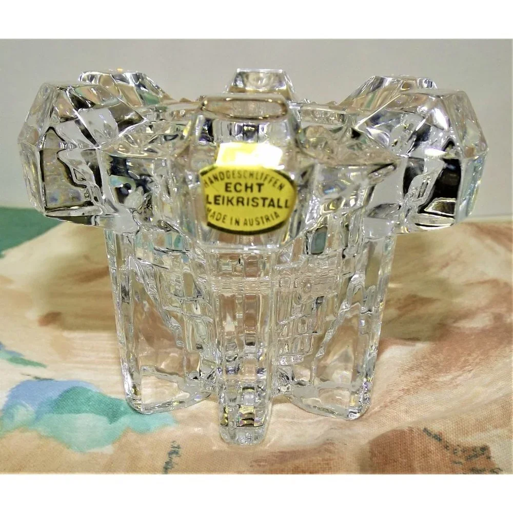 H. G. BLEIKRISTALL 24% LEAD CRYSTAL SINGLE CANDLE HOLDER AUSTRIA